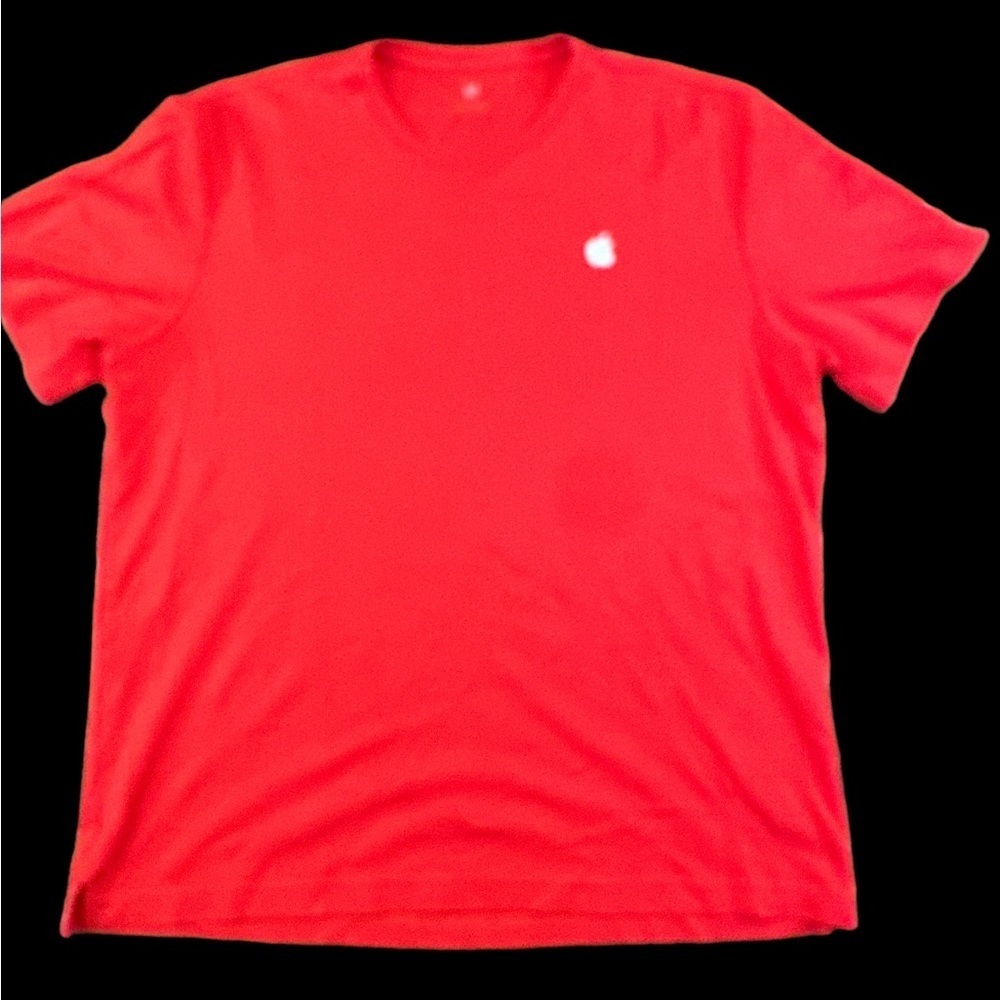 Apple Women’s Stretch T Shirt with‎ Embroidered Apple. Red in Large.